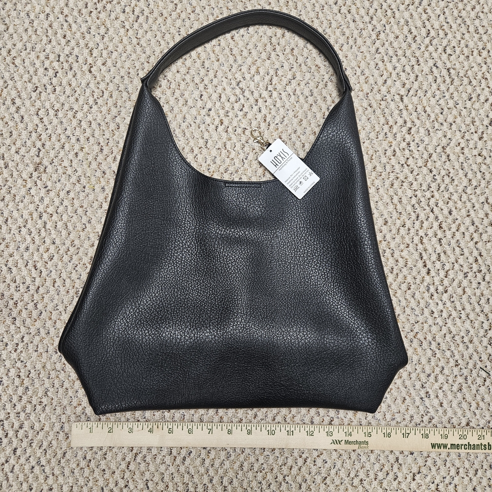NWT HOXIS Hobo Bags for Women Soft Vegan Leather Shoulder Handbag‎ Slouchy Black